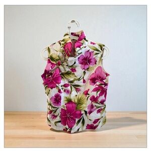 Floral Mandarin Collar Sleeveless Top